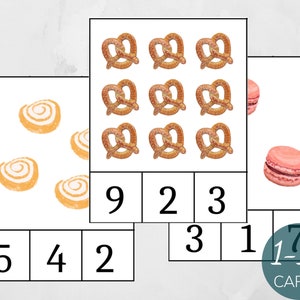 Sweets count and clip cards 1-10, Montessori Activity, Summer Math Activity, Montessori Summer Preschool Game, Homeschool