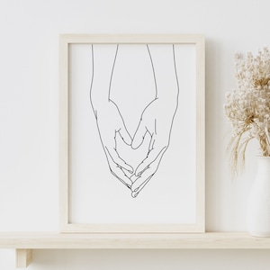 Couple Hands Line Drawing, Holding Hands Line Art Print, Hands Print, Line Drawing Poster, Couple Art Print, Anniversary Gift, Printable