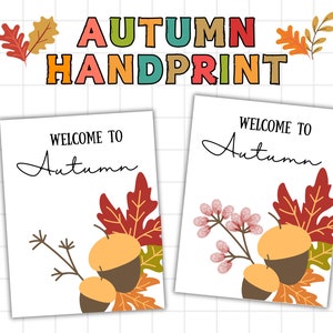 Benvenuto in autunno Hanprint, artigianato con impronte di mani autunnali, arte con impronte di mani del Ringraziamento, attività prescolari, artigianato per bambini, artigianato ricordo per bambini