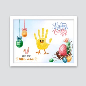 Happy Easter From Your Little Chick Handprint Art, Easter Chick Handprint Craft, Baby Toddler Keepsake Craft, Easter Activity, Easter Decor