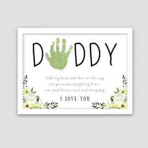 Manualidad con huella de mano para papá, Día del Padre, Cumpleaños, Regalo para papá, Recuerdo para bebé, Manualidades, Imprimibles