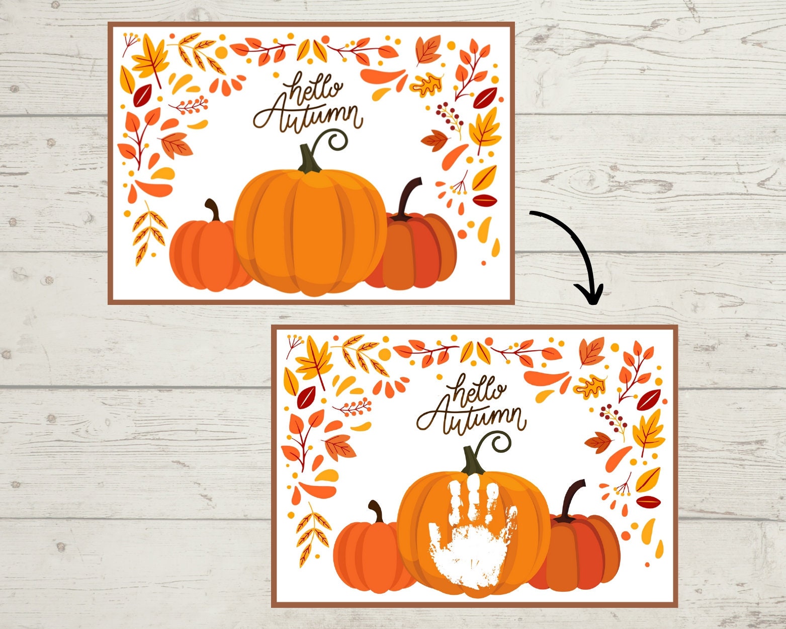 Bundle Autumn Handprint Art, Fall Season Printable Craft for Kid, Hello ...