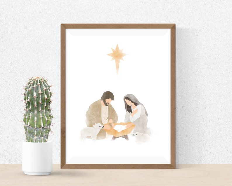 Nativity Scene Art, Nativity Printable, Christmas Decor, Christmas ...