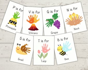 26 Letters Craft, Alphabet Craft, Preschool Activity, DIY Handprint Art, Painting alphabet, Kindergarten, Letter Sounds, Letter Practice