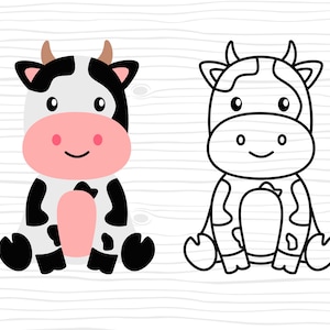 Kuh SVG, niedliche Kuh SVG, Baby Kuh geschnitten Datei, Kawaii Tier SVG, Bauernhof Tier, Kleinkind Body, Kinderzimmer, Cricut Vinyl Bügeleisen