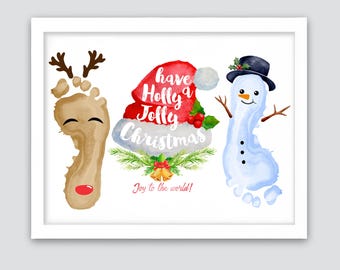 トナカイ 雪だるま 足跡 アート クラフト / 初めてのメリークリスマス