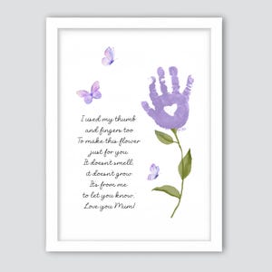 Muttertagsgedicht Handabdruck, Blumen Handabdruck Kunst Handwerk, Muttertag Handabdruck Handwerk für Kinder Kleinkind, Mama Geschenk vom Kind, Geschenk für die Mutter