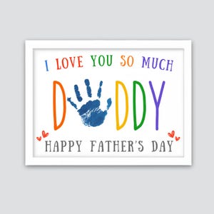 Artesanato com impressão de mão "Eu te amo tanto", Impressão de mão com carta do papai, Arte de impressão de mão "Feliz Dia dos Pais", Presente para o pai, Crianças pequenas, Lembrança de memória