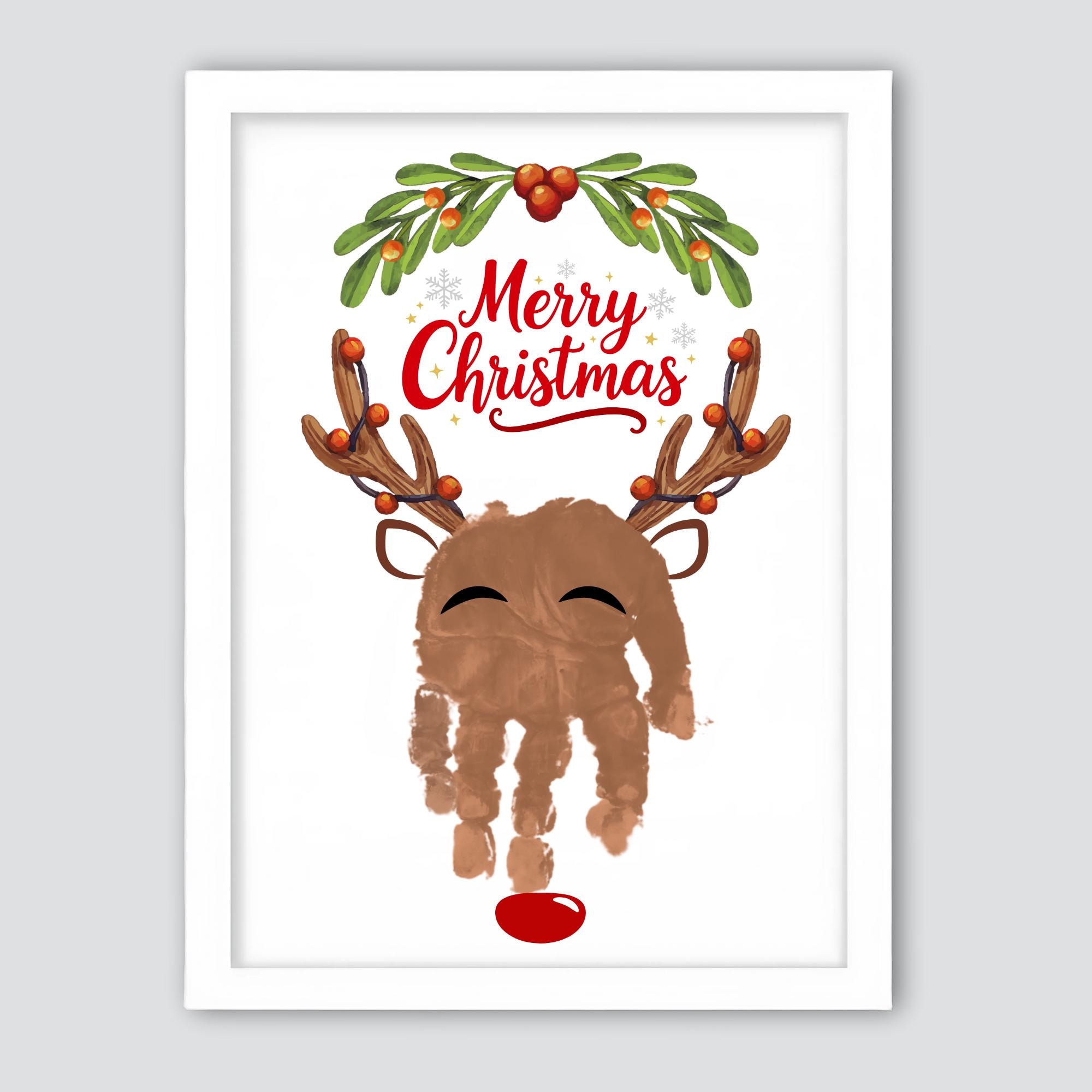 40 Adorable Reindeer Crafts for Kids They'll Love 35 Reindeer Merry Christmas Handprint Card, Baby Kids Toddler…