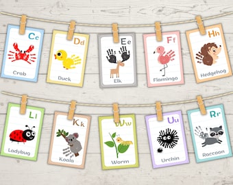 Alphabet Craft, Alphabet Recognition, Preschool Activity, DIY Handprint Art, Painting alphabet, Kindergarten, Letter Sounds, Letter Practice