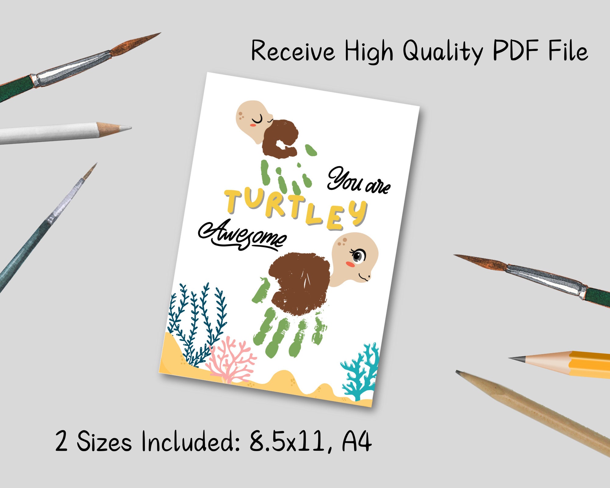 You Are Turtley Awesome Hanprint, Turtle Handprint Gift, Mother's Day ...