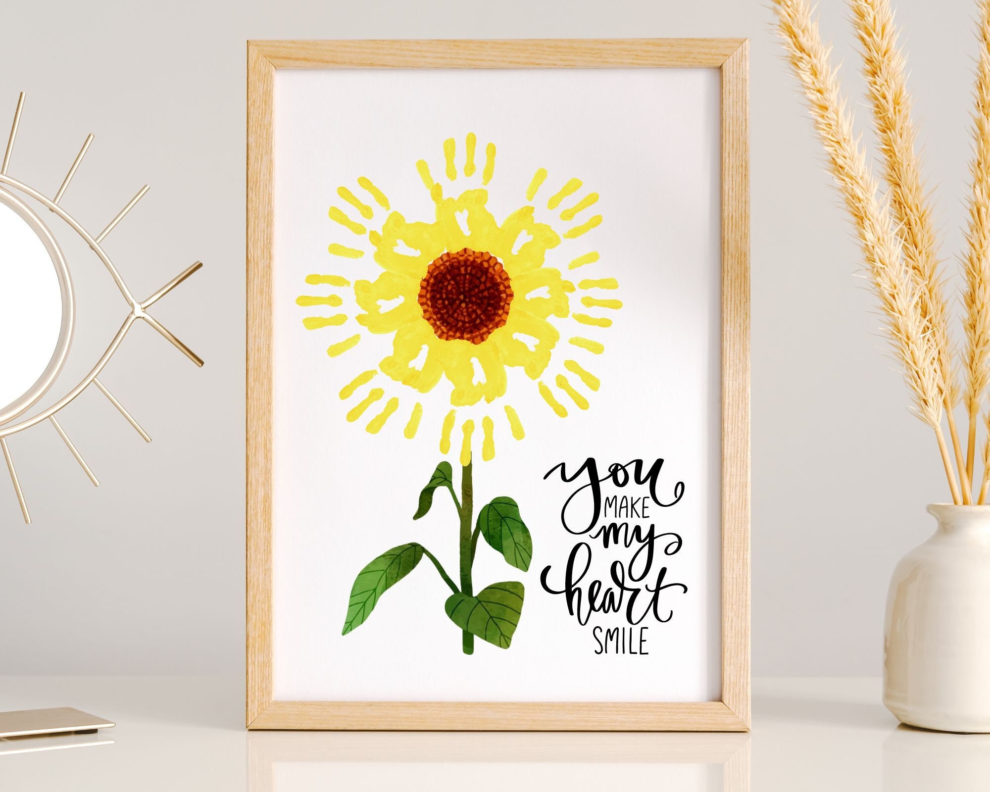 You Make My Heart Smile, Sunflower Handprint, Baby Handprint Craft