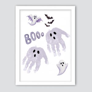 Halloween Ghost Handprint, Boo Halloween Art Craft, 1st Halloween Handprint for Halloween Printable, DIY Kid Craft Kit, Halloween Activity
