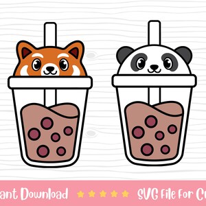 Milch Tee SVG, Boba Tee, Kawaii Getränk, süßes Essen, Boba Tee Liebhaber, Kinder-Shirt-Design Silhouette Cricut Vinyl DecalSVG für Cricut, Printable