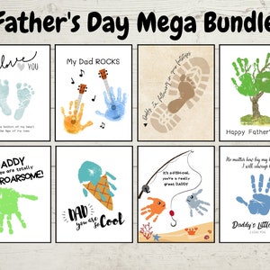 Vatertag Handabdruck / Fußabdruck Mega Bundle, Happy Vatertag Bastelpaket, Andenken Geschenk für Papa, BabyKleinkind Basteln, Vatertag Basteln