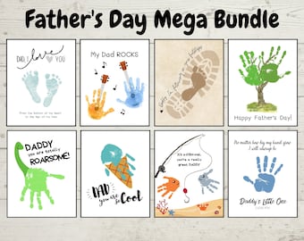 Father&#39;s Day Handprint/Footprint Mega Bundle, Happy Father&#39;s Day Craft bundle, Keepsake Gift For Dad, BabyToddler Craft, Father&#39;s Day Craft