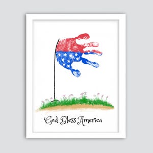 God Bless America Handprint Craft, 4th July Flag Poem, Independence Day Handprint, Keepsake Craft Art Print DIY, Kids Baby Toddler Printable