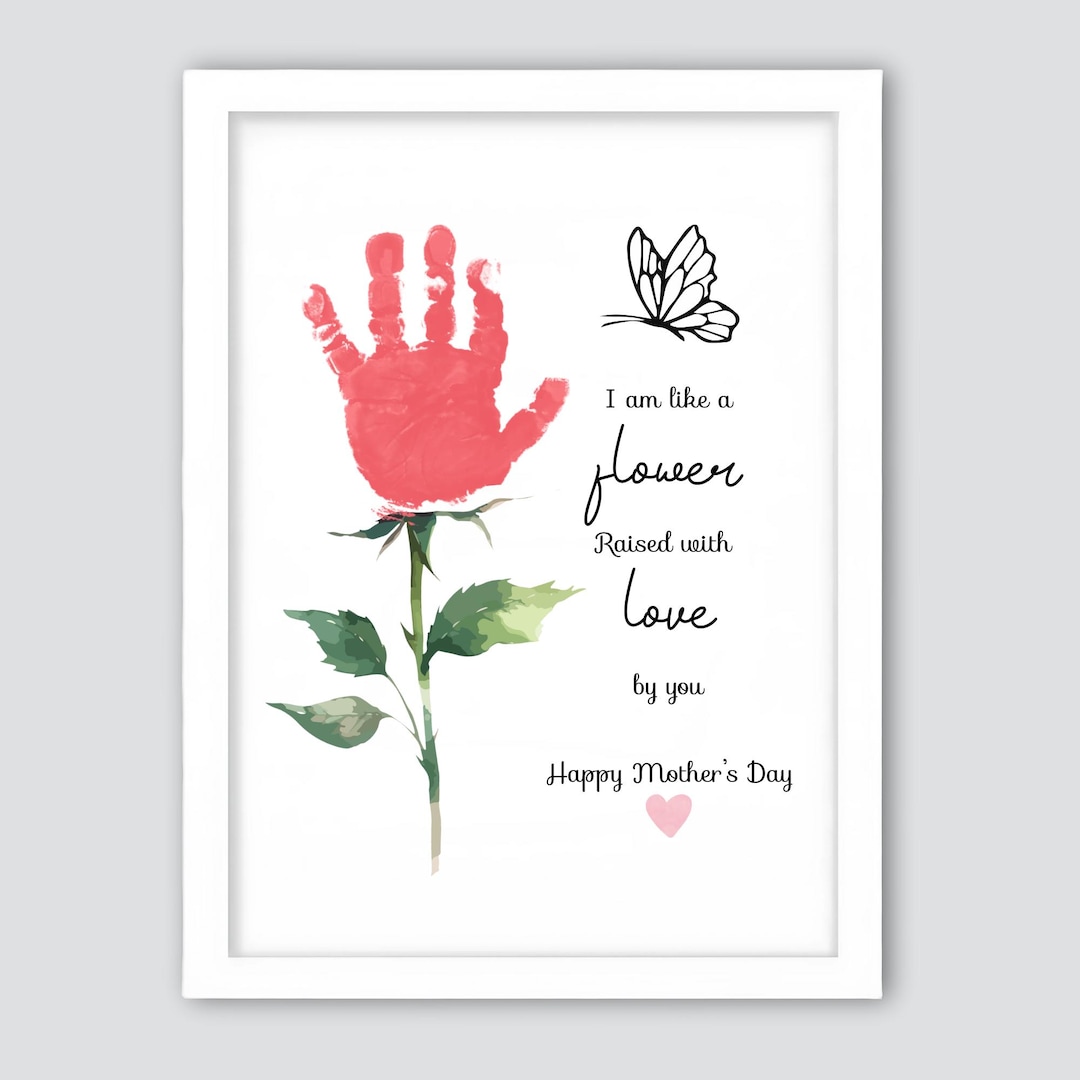 Rose for Mother's Day Handprint, Flower Handprint Art Craft, Mothers ...