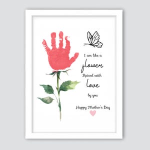 Rose for Mother's Day Handprint, Flower Handprint Art Craft, Mothers ...