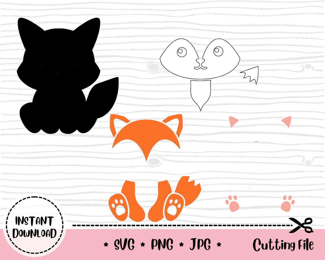 Fox SVG Cute Sitting Fox SVG Cut File Baby Kawaii Animal - Etsy