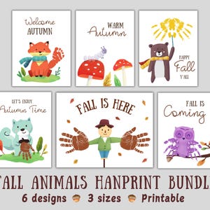 Fall Forest Animals Bundle, Fall Season, Handprint Craft, Autumn Handprint, Back To School, Homeschool Handprint, DIY Craft for Baby Kids