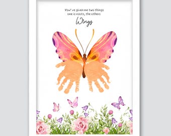Colorful Butterfly Handprint Printable, Happy Mothers Day Art Craft, Butterfly Craft for Kids Baby Toddler, Memory Keepsake, Gift for Mom