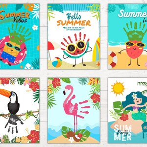 Summer Handprint Art, Summer printable craft for kid, Summer Activity, Preschoolers Activity, Kids Handprint, Toddler keepsake, Set of 6