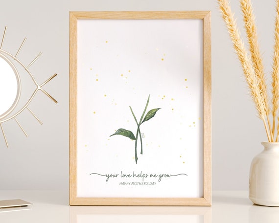 Papierdrachen Mother's Day Gift With Art Print & Gold Foiled Postcard With Envelope And 2 Other Cards - Mother's Day Gift - Design 4 - Eucalyptus