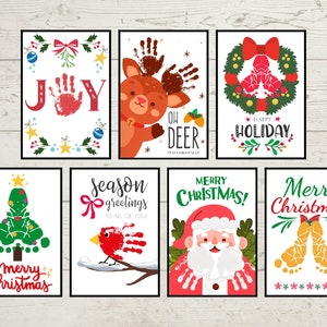 Christmas Handprint/Footprint Art Printable Bundle, Season Printable, Merry Christmas, Preschoolers Activity, Kids Handprint, Toddler