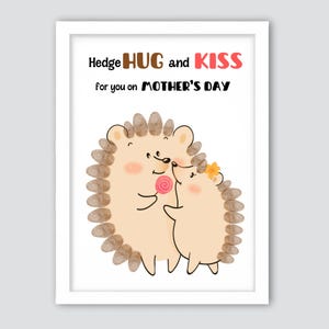 HedgeHUG and KISS handafdruk Moederdag, mama handafdruk ambacht, Moederdag kunst ambacht voor kinderen baby peuter, cadeau voor moeder, herinnering aandenken