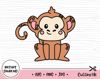 Cute Monkey, Monkey Svg, Cricut Silhouette, Safari Animal Svg, Sweet Monkey Svg Cut Files, Monkey Svg for Cricut, Digital Download