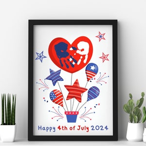 Lovely 4th of July Handprint, Flag Poem, 4th of July Independence Day, American Flag, Keepsake Craft Art Print DIY, Kids Baby Toddler