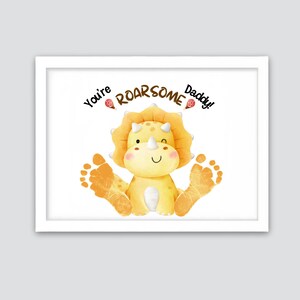 You&#39;re Roarsome Daddy Footprint Craft, Dinosaur Footprint Art For Fathers Day, Gift For Dad, Kids Baby Toddler, Memory Keepsake, Printable