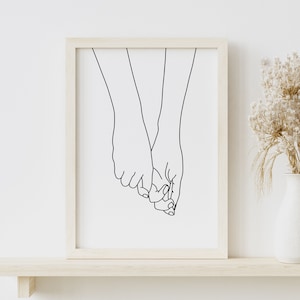 Couple Hands Line Drawing, Holding Hands Line Art Print, Hands Print, Line Drawing Poster, Couple Art Print, Anniversary Gift, Printable