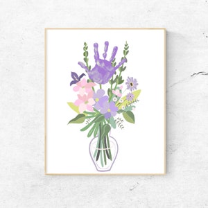Colorful Flower Handprint Craft, Baby Handprint Art, DIY Memory Keepsake, Child Kids Baby Toddler, Printable For Kids, Printable
