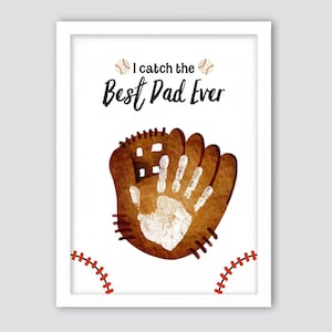 Manualidad con huella de mano &quot;I Catch The Best Dad Ever&quot;, huella deportiva, arte con huella de mano para el Día del Padre, regalo para papá, niños pequeños, recuerdo, bricolaje