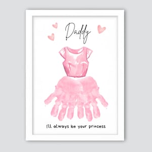 I’ll always be your princess Handprint Craft, Girl Dress Handprint Craft With Dad, Gift For Dad, Kids Baby Toddler, Kids Activity, Printable