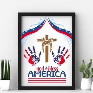 God Bless America, 4th of July, Flag Poem, 4th of July Independence Day, American Flag, Keepsake Craft Art Print DIY, Kids Baby Toddler