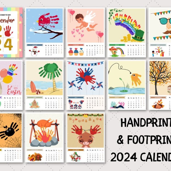2024 Handprint Calendar Printable 2024 CALENDAR PRINTABLE