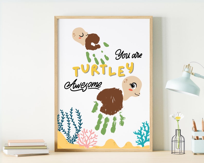 You Are Turtley Awesome Hanprint, Turtle Handprint Gift, Mother's Day ...