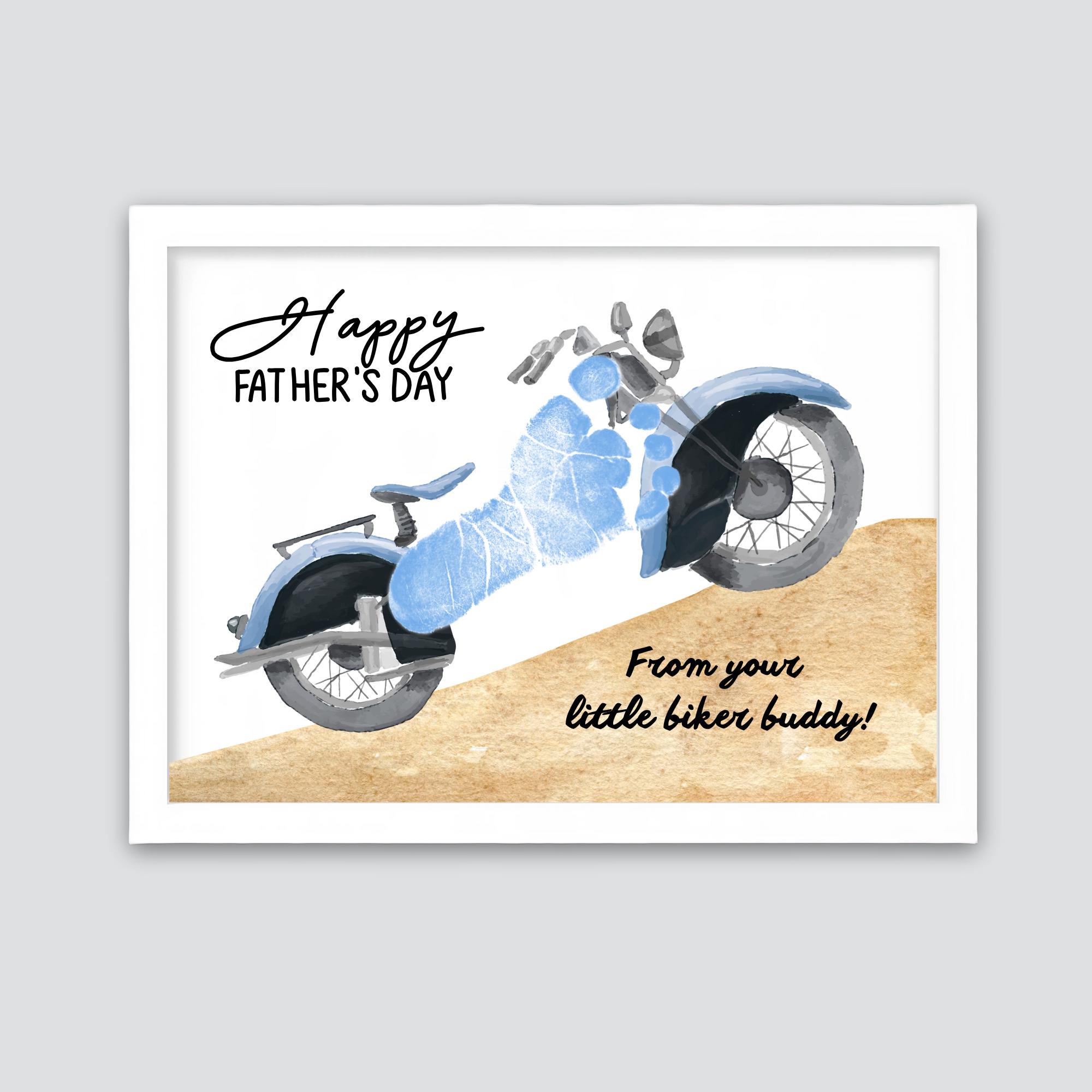 Fijne Vaderdag Van je kleine motormaatje! Knutselen motorfiets voetafdruk,  cadeau voor vader, kinderen baby peuter, afdrukbaar - Etsy België, image size:2000x2000