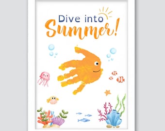 Dive Into Summer Choice Handprint Craft Bundle, Printable Summer Handprint, Preschool Craft Activity, Kids Handprint, Baby Toddler keepsake