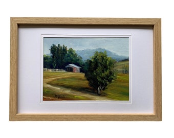 Framed New Zealand Painting, Farm Painting, Rural Landscape, Impressionist Wall Art, New Zealand Gift, Julie Mello, NZ Artist