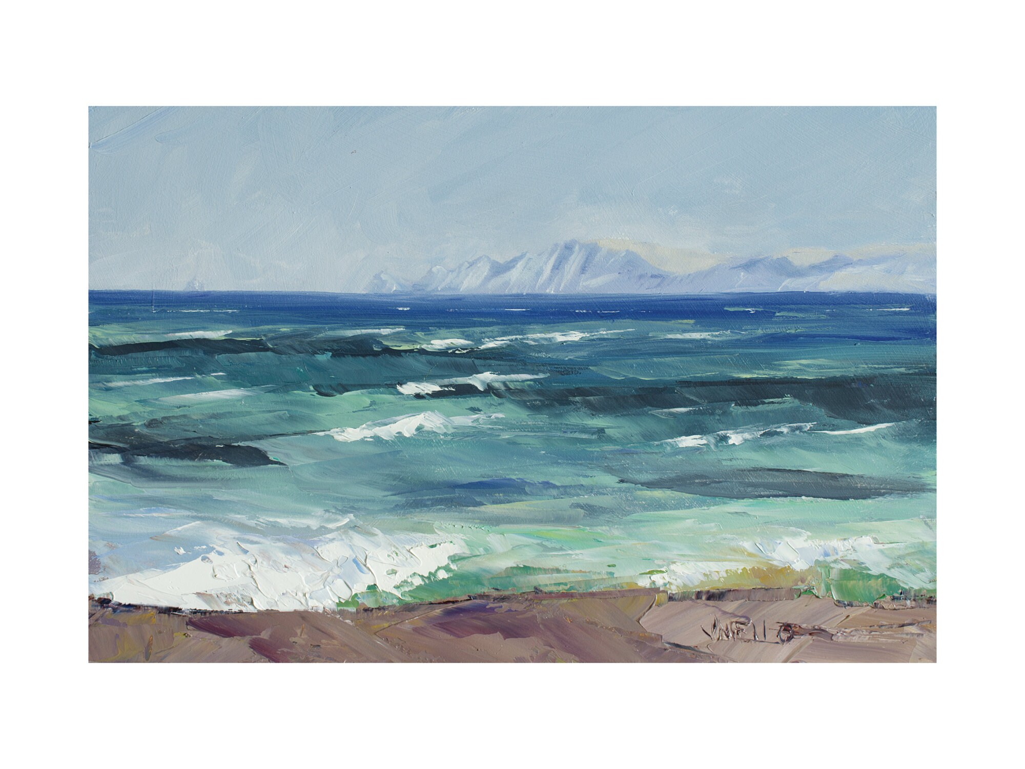 Ocean Painting, Beach Art, New Zealand Painting, Cape Kidnappers Hawkes Bay, Home Decor and Gift, New Zealand Artist Julie Mello
