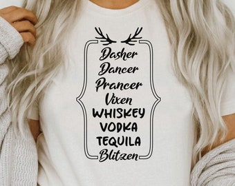 Whisky Vodka Tequila Blitzen SVG PNG, Funny Reindeer Svg, Alcohol Drinking Svg, Silhouette, Cricut SVG, Sweatshirt Shirt Sublimation Png