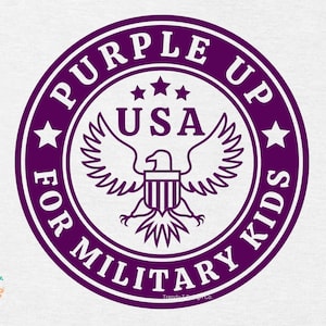 Paars omhoog voor militaire kinderen SVG PNG, militair kind SVG, militaire familie Svg, gesneden bestand voor Cricut, Svg voor shirts, png-bestand voor sublimatie
