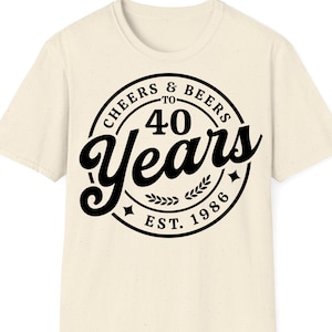 40th Birthday SVG PNG, Cheers & Beers to 40 Years, EST. 1986, Retro Vintage image 3