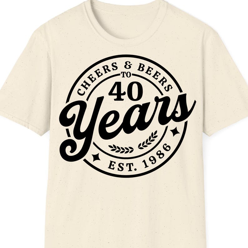 40th Birthday SVG PNG, Cheers & Beers to 40 Years, EST. 1986, Retro Vintage image 3