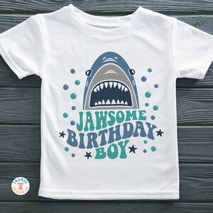 Jawsome Birthday Boy SVG PNG, Baby, Toddler Boys Birthday Shirt SVG, Shark Bite Svg, Retro Wavy Text, Cricut Cut File, Shirt Sublimation Png image 2