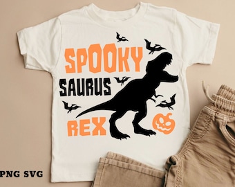 Kids Halloween SVG PNG, Spooky Saurus Rex, Dinosaur SVG, Boys, Toddler, Halloween Shirt Svg, Shirt Sublimation Png, Cricut Svg, Cut file